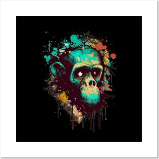 Ape Skull Ink Drip Posters and Art